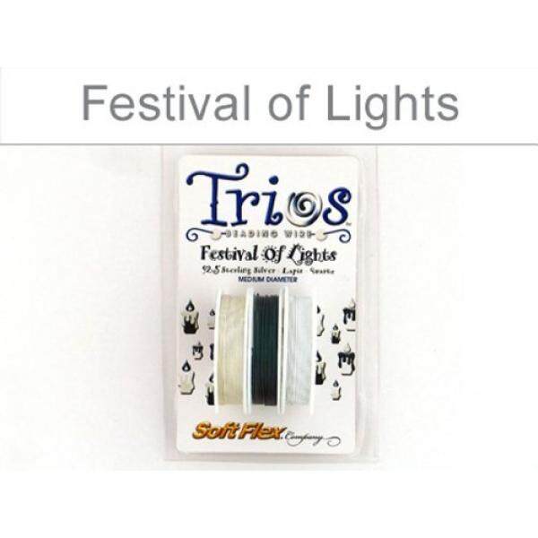 Lembut Fleksibel Trio Manik-manik Kawat-Festival dari Lights-925 Sterling Perak, Lapis, Kuarsa Putih. 019