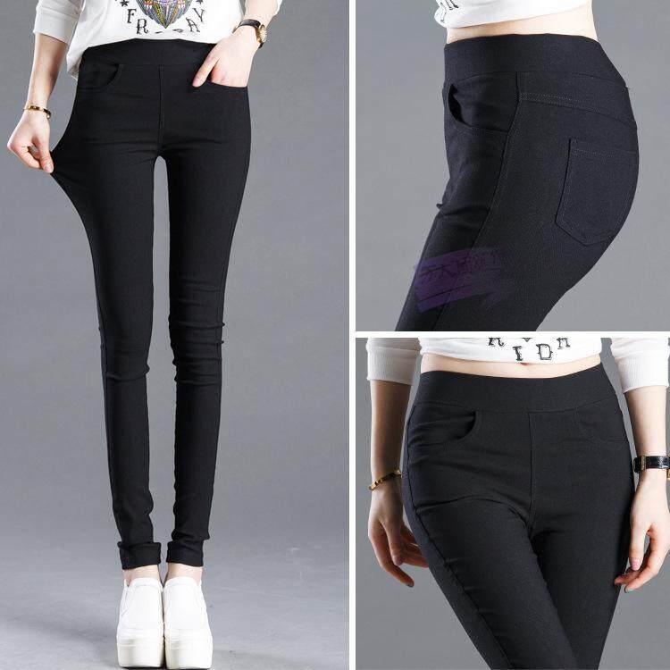 Spring slimming elastic waist Plus-sized casual pants