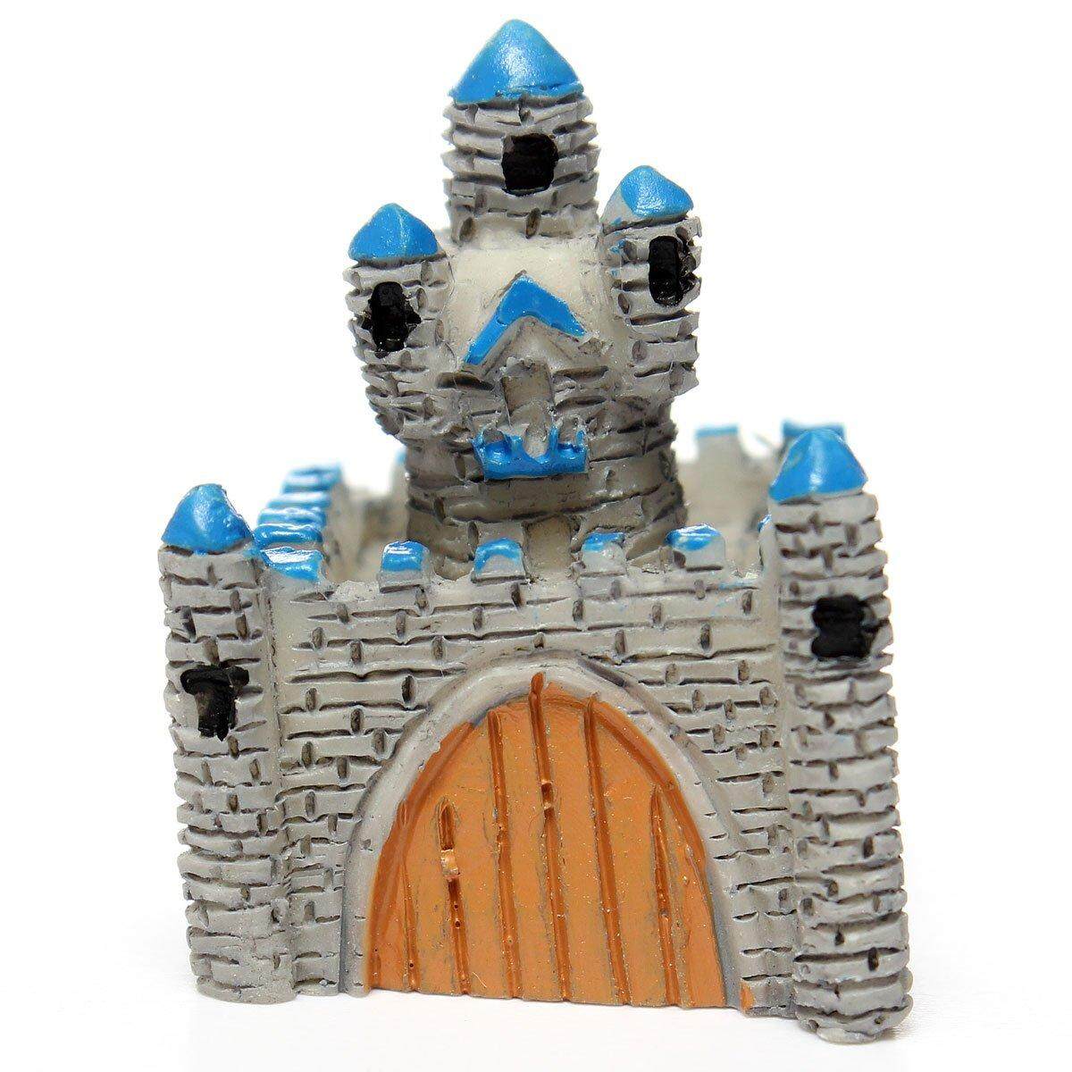 Miniatur Resin Villa Rumah Boneka Peri Ornamen Pot Tanaman Kerajinan Dekorasi Rumah Abu-abu Muda-Internasional
