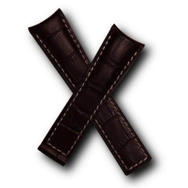 22 Mm Gelap Cokelat Aligator Kulit Asli dengan Jahitan Putih Agar Sesuai dengan Label Heuer Grand Carrera (musim Semi Bars Termasuk) -Internasional