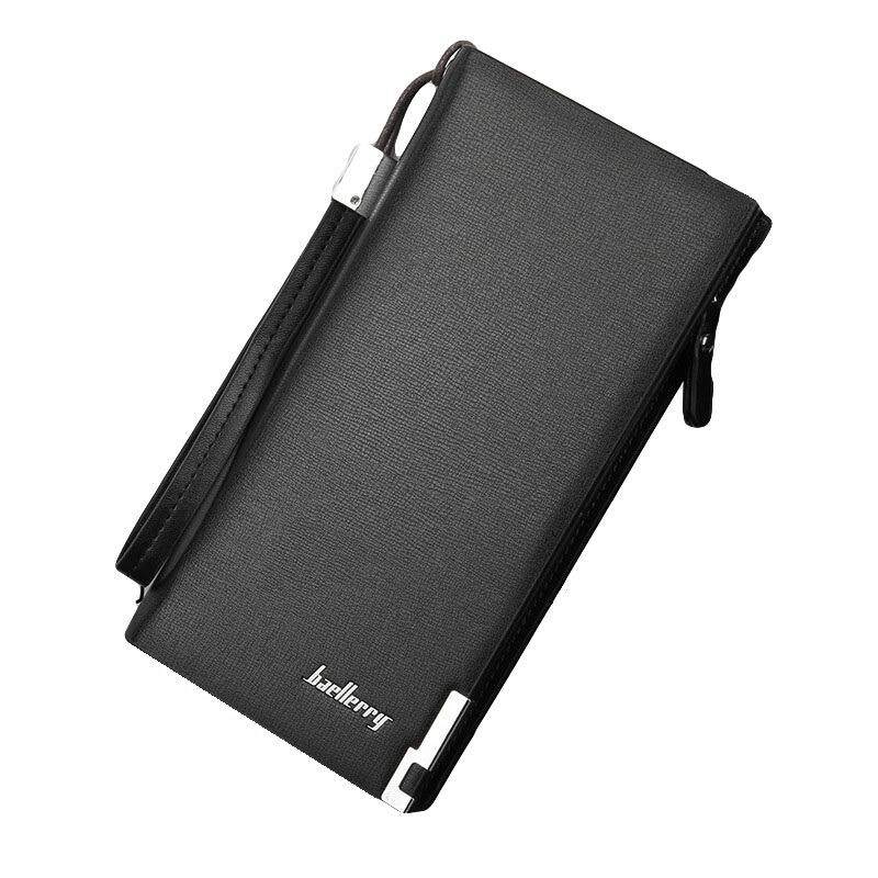 Baelberry SW002 Men Elegant Business Card Holder Zipper Wallet [Black]