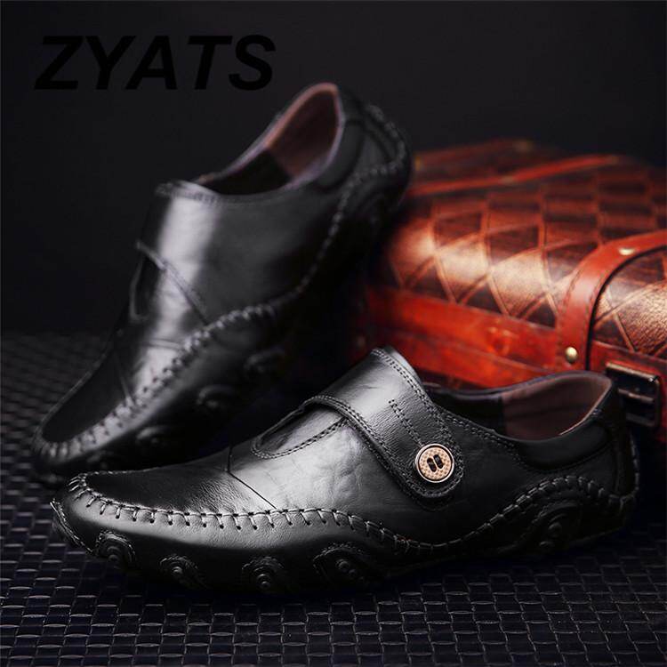 Zyats Kulit Asli Pria Bernapas Kasual Sepatu Kerja Sepatu Kulit Formal Mengemudi Malas Sepatu Sepatu atau Selip-On Size38-46