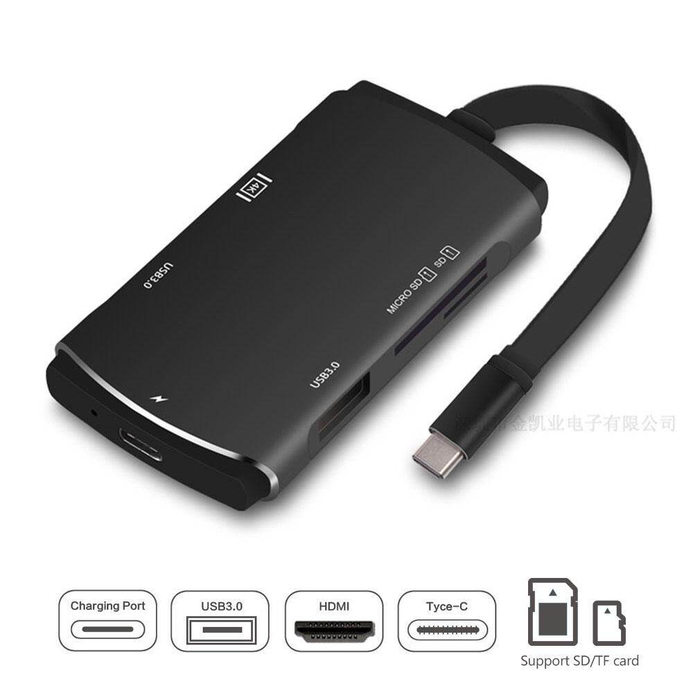 Leegoal USB Multifungsi Tipe C Adaptor Penghubung dengan Power Pengiriman Port Pengisian Daya, HDMI, VGA, Audio TF/Pembaca Kartu SD, dual USB 3.0 Port MacBook Pro