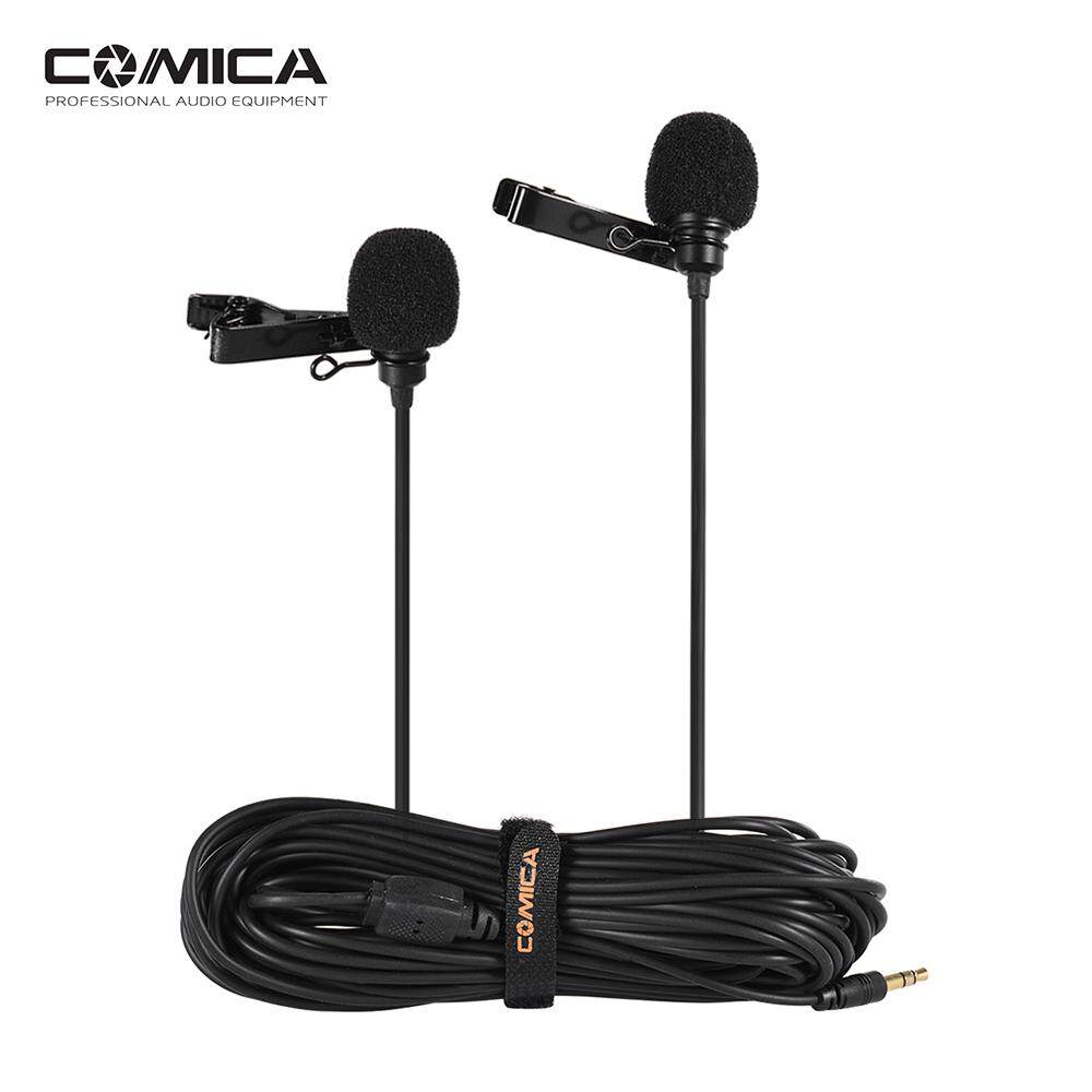Comica CVM-D02 Dual-head Lavalier Lapel Microphone Clip-on Condenser Mic Cable Length 2.5m/8.2ft for Canon Nikon Sony A7 A6300 Camera for iPhone 6 6plus for GoPro Hero 4/3+/3 Action Camera for Interview Livestream Teaching Podcast - intl