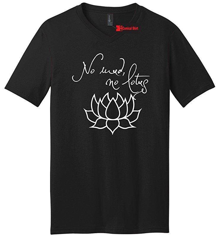 Populer Lucu Tidak Ada Lumpur Tidak Lotus V Leher Kustom Kapas Mens Lengan Pendek Bulat T Kemeja Hitam-Intl