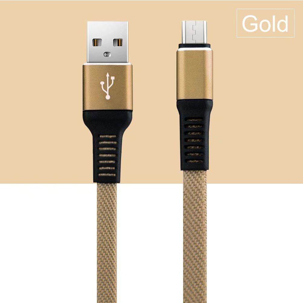 To Andoid Samsung Sony OPPO Vivo Kanvas Braid Bentuk Datar Mikro Usb Pengisian Data Sinkronisasi Kabel (1 M) -Internasional