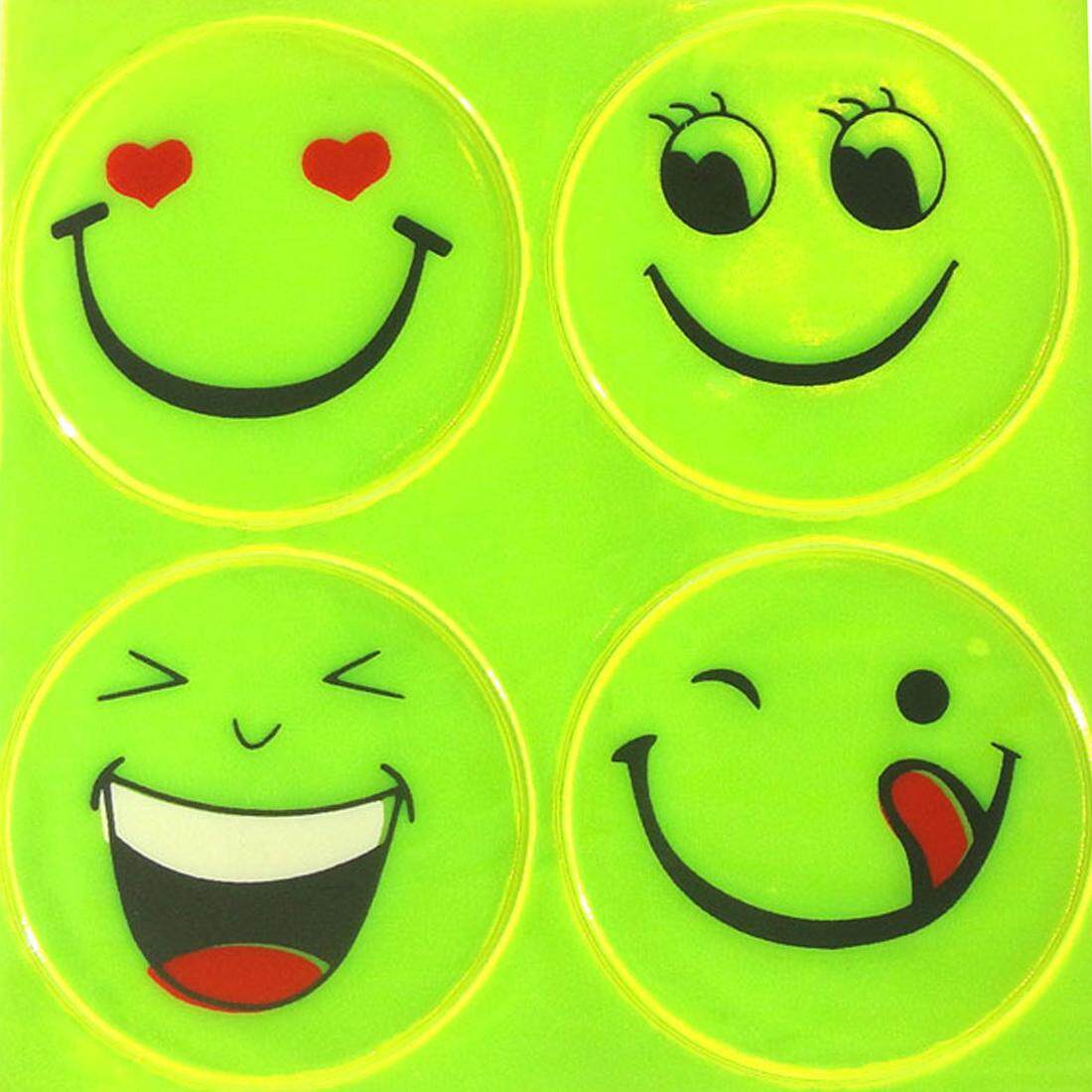 Dewtreetali 1 Lembar Stiker Reflektif Kecil SMILE Wajah untuk Anak-anak Sekolah Tas Reflektif Sepeda Motor Skuter untuk Terlihat Keamanan-Internasional