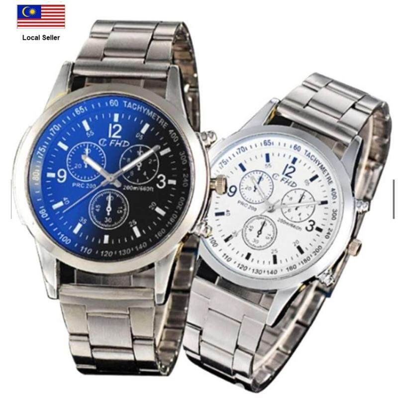 (SET OF 2) FHD 2018 Fashion Mens Watches Stainless Steel Band Men Sport Quartz Wrist Watch Malaysia