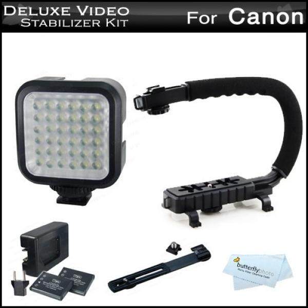 LED Lampu Video + Stabilisator Video Perlengkapan untuk Canon VIXIA HF R700, HF R72, HF R70, HF R62, HF R60, HF R600, R82, R80, r800 Termasuk Video Bracket Aksi Pegangan Penstabil + LED Lampu Video Kit W/Bracket-Intl
