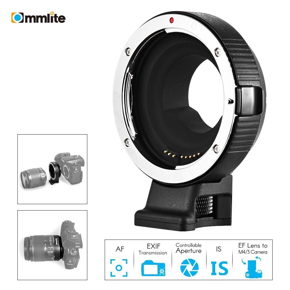 Commlite CM-AEF-MFT Lens Adapter Support AF Auto Focus IS Stabilization Exif Transmission Electronic Aperture Control for EF/EF-S Lens to M4/3 Camera for Panasonic GH5 GH3 GH4 GX7 GF5 GF6 GX1 GM for Olympus PL5 PL6 OM-D E-M5 E-M1