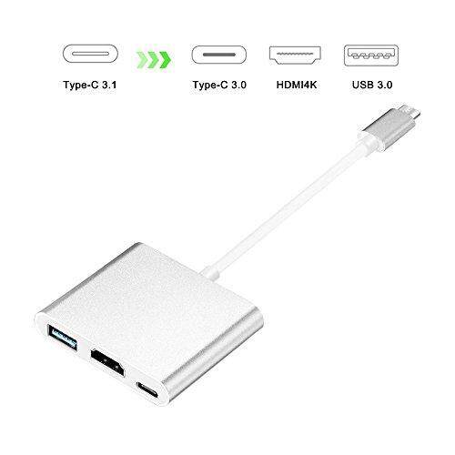 USB C to HDMI 4K Multiport Adapter, USB 3.1 Type-C to HDTV HDMI Adapter Converter 4K+USB 3.0+USB-C Charging Port for New Macbook/Dell XPS13/Chromebook Pixel/Yoga 900/HDTV/Projector - intl