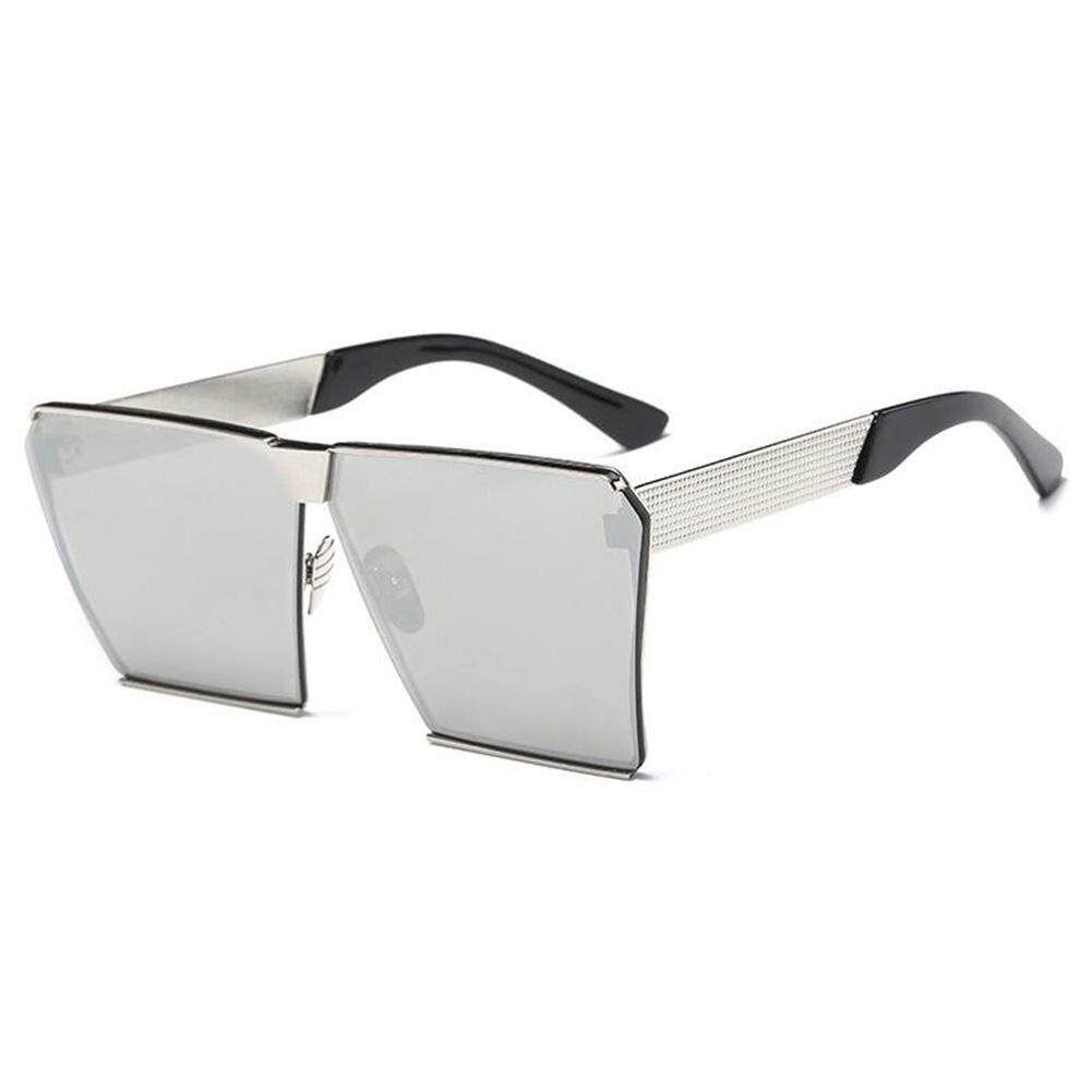 Dsstyles Wanita Oversized Persegi Kacamata Hitam Bingkai Logam Datar Terbaik Jalanan Modis Kacamata Hitam Lensa Warna: bingkai Perak dan Putih Keperakan Spesifikasi: Non-polarized-Internasional