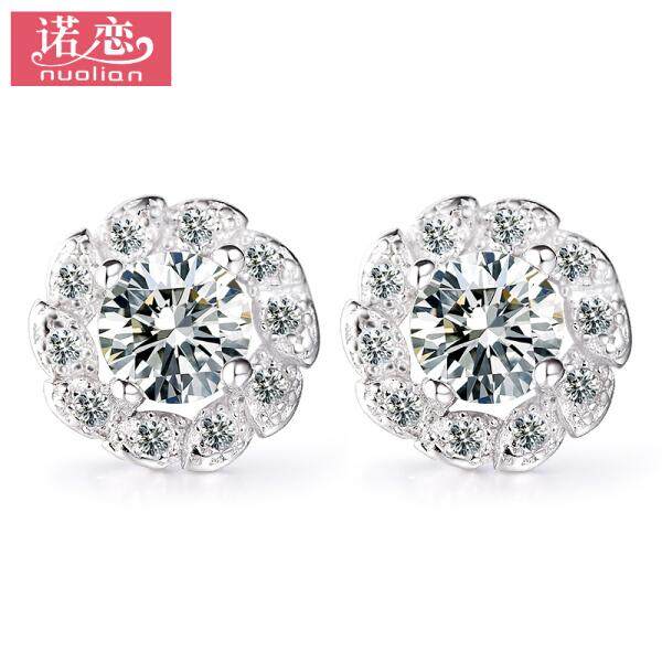 Nuo Cinta S925 Jamur Putih Kuku Wanita Flying Perak Anting-Anting Modis Korea Wanita Anting Perhiasan Perak Girlfriend Ulang Tahun Valentine hadiah Hari Warna Emas/Sepasang Harga (Berlian Putih/Sepasang Harga) -Internasional