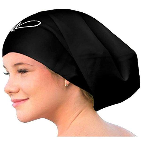 Lahtak Tambahan Besar Renang Tutup-Bergaya, anti-Air Silikon Berenang Topi untuk Rambut Panjang Wanita & Pria Dirancang untuk Rambut Tebal, keriting atau Gimbal Rambut Setelan Perenang Rekreasi (Hitam)-Internasional