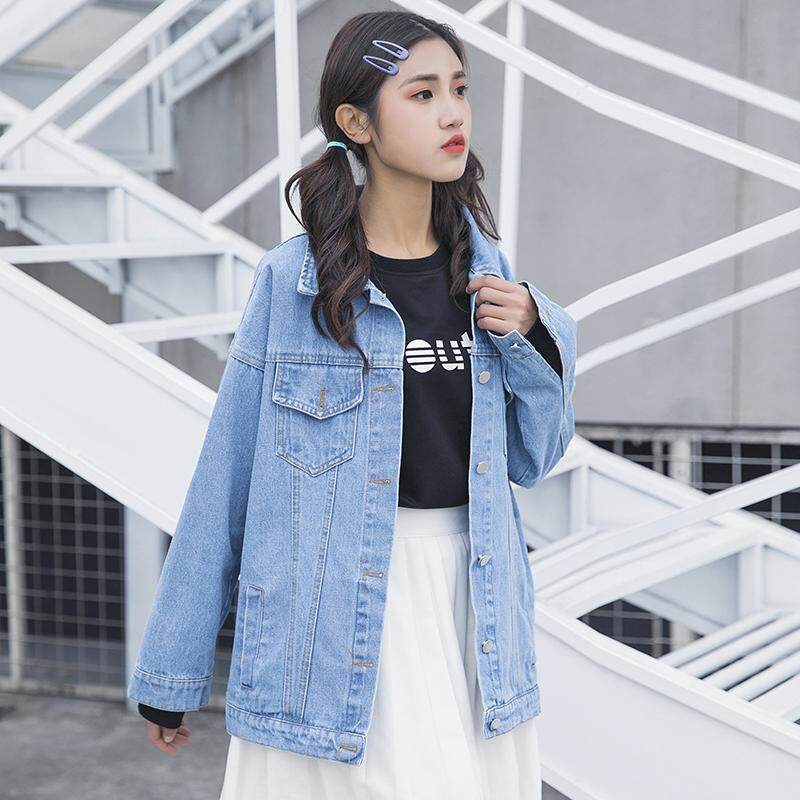 Baru Gelombang Eropa Pasangan Denim Jaket Longgar Huruf With Banyak Pilihan Besar Ukuran Perempuan Jaket-Internasional