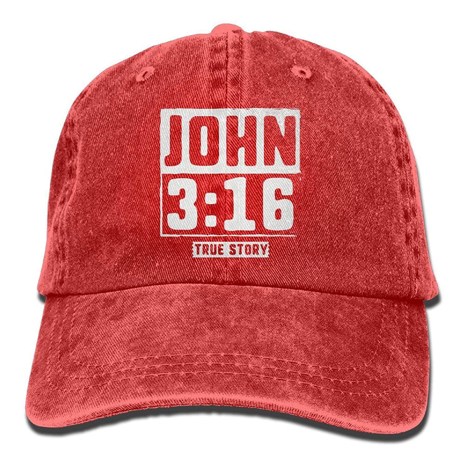 2017 John 316 Kisah Nyata Kristen Vintage Jeans Yang Dapat Disesuaikan Topi Bisbol Topi Foradult-Intl