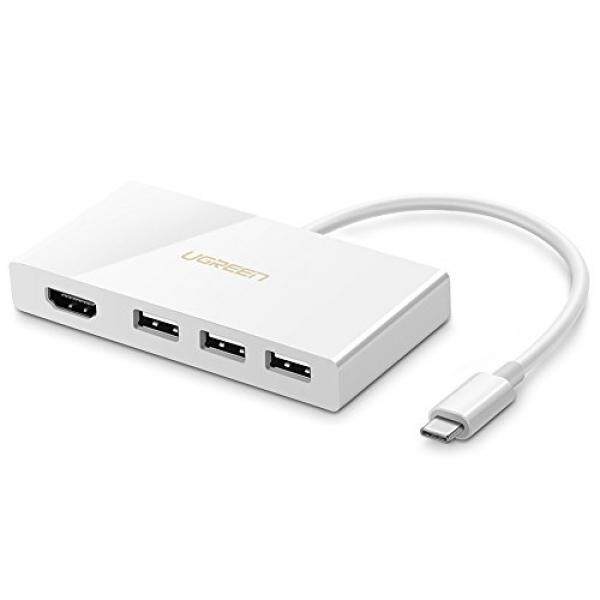 Ugreen Usb C Adaptor USB 3.1 Jenis C Ke HDMI Adaptor 4 K 3D dengan 3 Port 5 Gbps Tinggi kecepatan USB 3.1 Jenis C Hub untuk iMac Pro, macbook Baru, Macbook Pro, Chromebook Piksel, Dell XPS, MateBook-Internasional