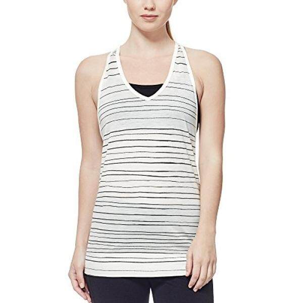 Icebreaker Merino Wanita Cool-lite Tangki RACER Nomi Tali Cetak, Salju/Stealth Tali Cetak,-Internasional