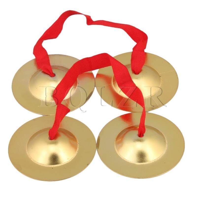 9cm Brass Copper Cymbals Musical Toys with Red Rope Yellow Set of 2