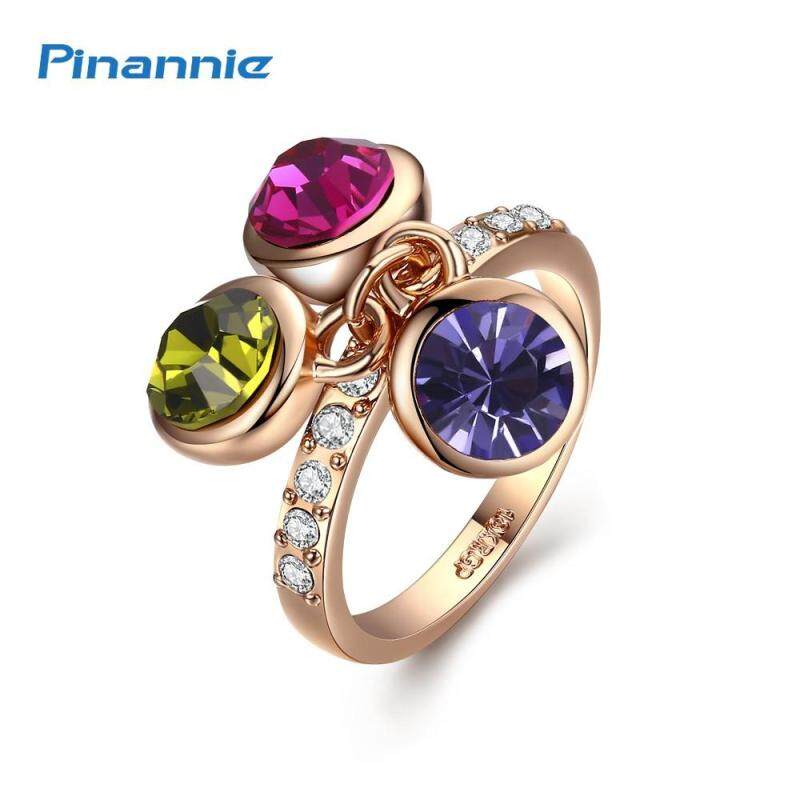 Pinannie 100% Austria Crystal Rings Jewelry for Women Rose Gold Color Anillos