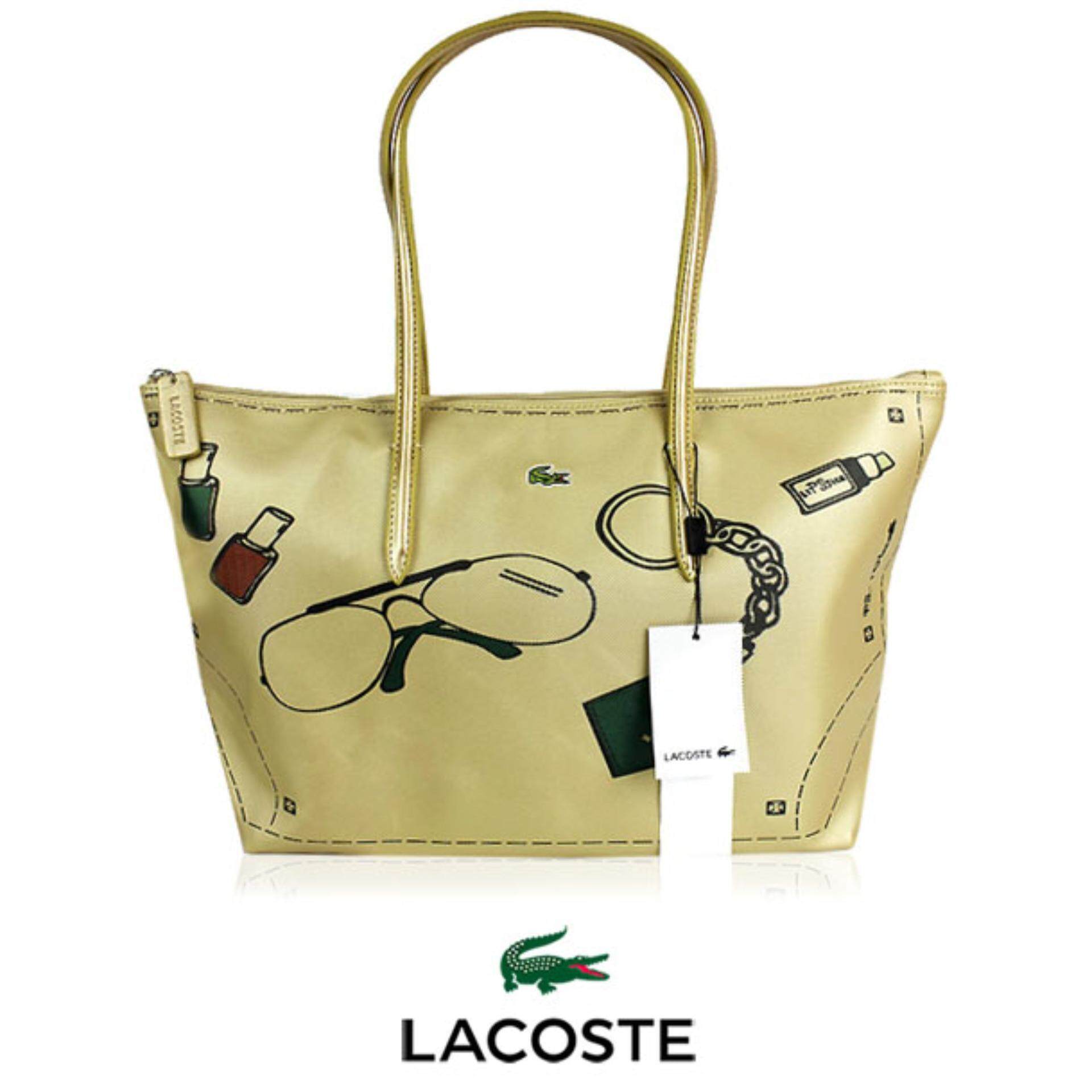Lacoste Women S Bags For The Best Prices In Malaysia Authentic Lacoste Large Tote Bag Gold Multi