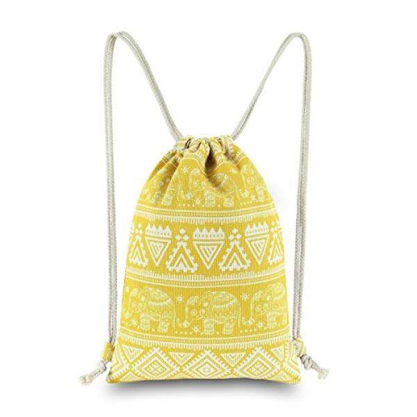Miomao Ransel Kolor Tas Gajah Geometris Kanvas Outdoor Sackpack dengan Saku, Olahraga At Zalora Now!! Pakaian Anak-anak Anak Perempuan Tas Tote Tas Tangan Unisex Yoga Daypack Ransel Berpergian, 13X18, Kuning-Intl