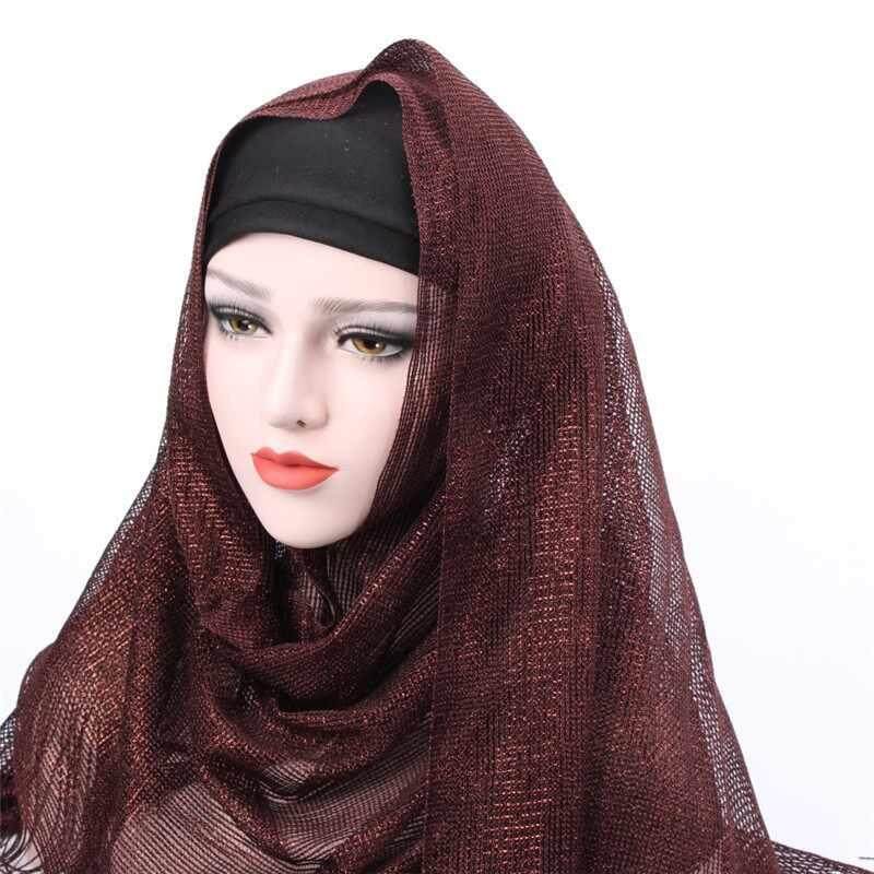 【Yupt】2018 Baru Kualitas Bagus Yang Menarik dan Tahan Lama 7 Warna Muslim Modis Cerah Syal Syal Wanita Ganda-Menggunakan Rumbai piring Scarves Panjang Selendang Jilbab Bling Jilbab-Internasional