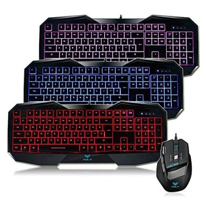 AULA Backlit Gaming Keyboard and Mouse Combo with Adjustable Backlight (SI-859 + SI-928) - intl Singapore