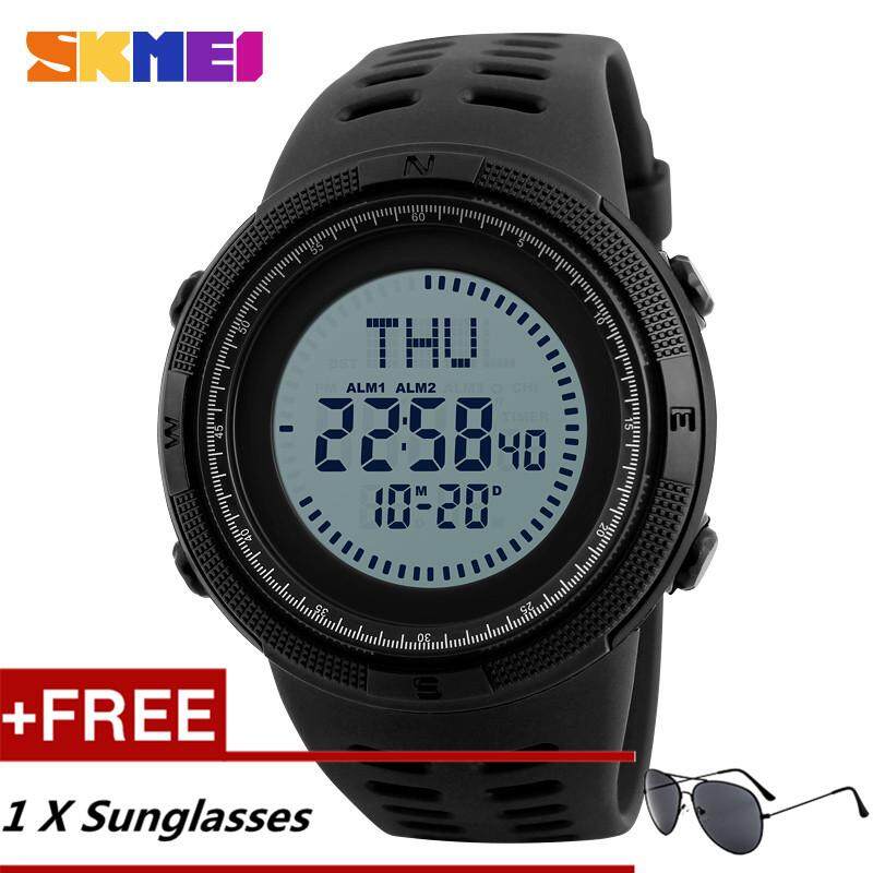 SKMEI 1254 Pria Olahraga Jam Tangan Bercahaya Kedap Air Digital Tanggal Jam Tangan Kompas + Gratis Yang Kacamata Hitam