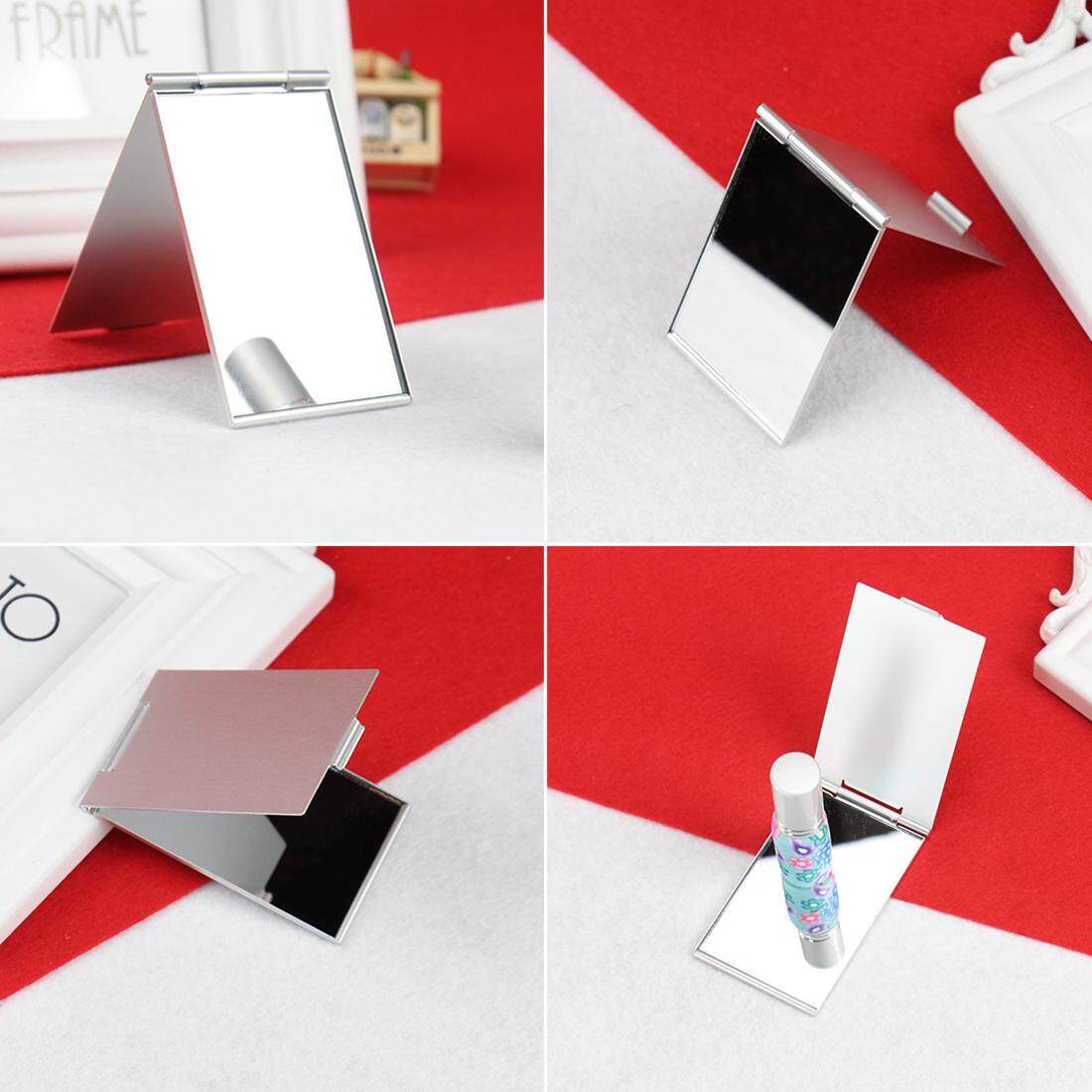 Hot Ultra-thin Make Up Pocket Mirror Cosmetic Rectangle Foldable Silver Makeup Mirrors - intl Philippines