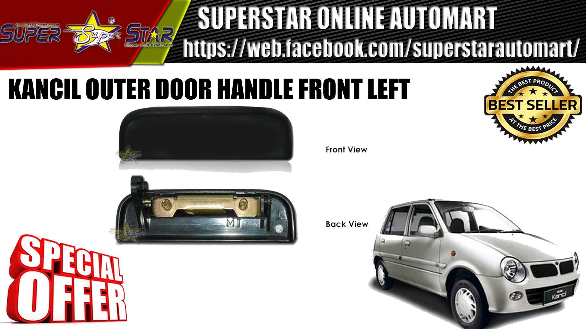 KANCIL OUTER DOOR HANDLE FRONT LEFT (BLACK)