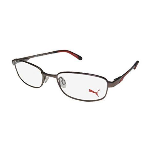 New Puma 15409 Mens/Womens Sports Activity Tight Fit Full-rim Flexible Hinges Eyeglasses/Glasses (49-17-135, Brown / Red)