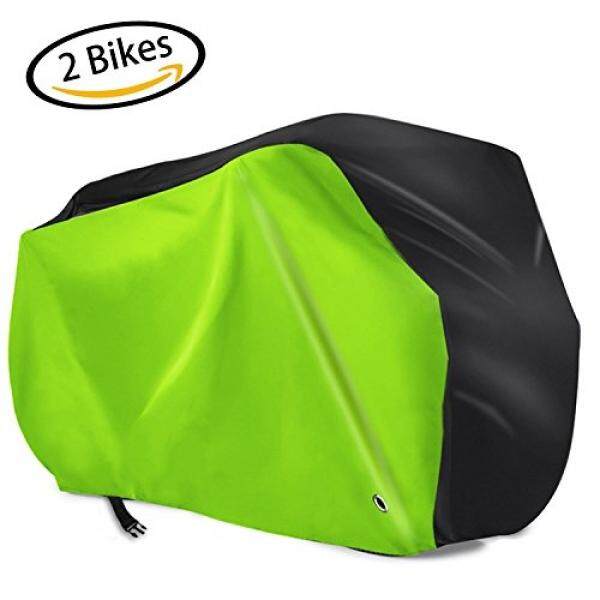 Sepeda Sarung untuk 2 Sepeda, 210D Oxford Berat Tugas Bahan Ripstop dengan Tembaga Lubang Kunci Tidak Berkarat, luar Ruangan Anti-Air Sepeda Sarung, Anti Debu Hujan UV Perlindungan untuk Sepeda Gunung/Jalan Sepeda dengan Dra-Internasional