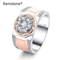 Kemstoneแฟชั่นแหวนสีทองฝังคริสตัลหมั้นเครื่องประดับของขวัญสำหรับผู้ชาย