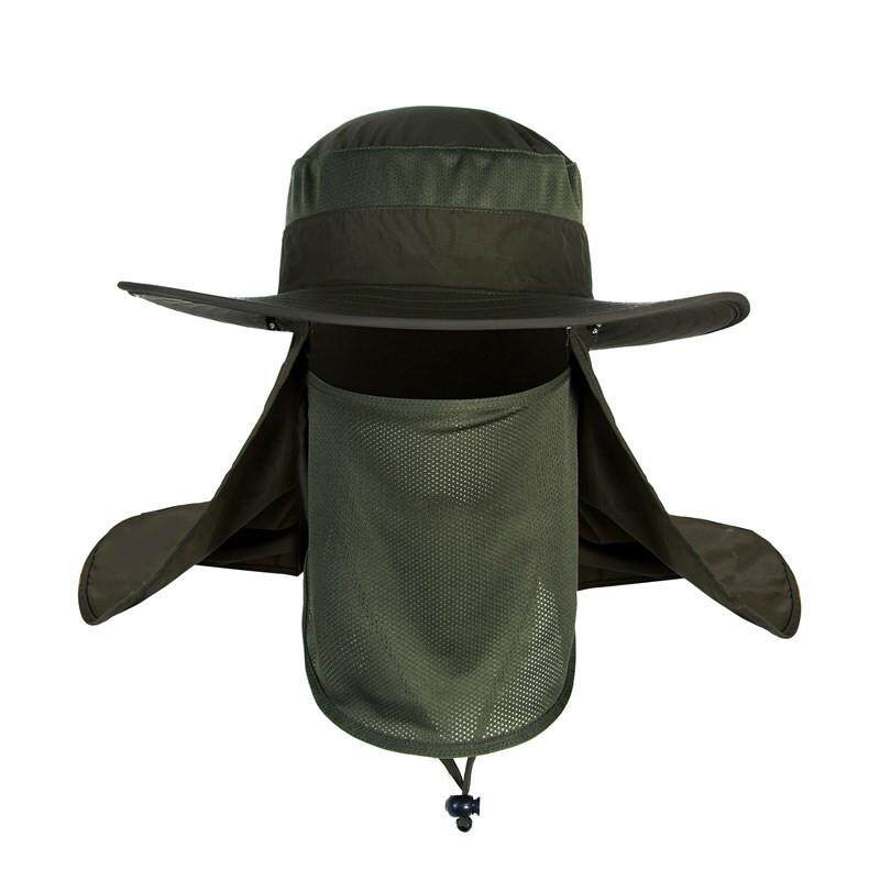 RHS Online Pria Wanita Musim Panas Topi Pantai Perlindungan Topi Flap 360°outdoor Topi Pancing UPF 50 + dengan Removable Leher Wajah Tutup Penutup -Intl
