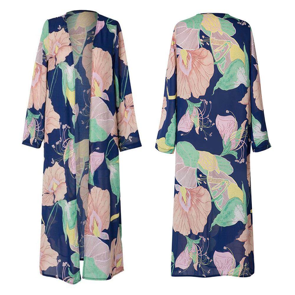 Joomia Women Long Sleeve Printed Shawl Beachwear Chiffon Cardigan Tops Cover Up Blouse