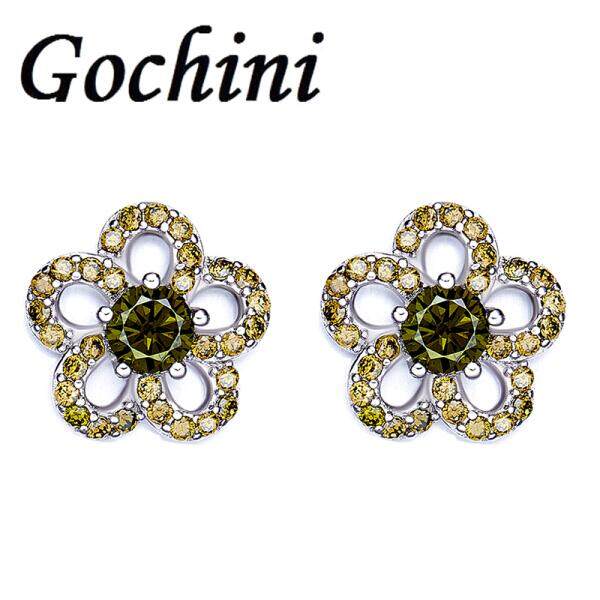 Ms. Gochini fashion plum earrings earrings earrings earrings female short paragraph Ding popular American Imitation Zircon Crystal personality fashion accessories jewelry gift glory(Dark green ) - intl