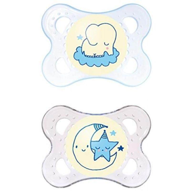 MAM Night Orthodontic Pacifier, Boy, 0-6 Plus Months, 2-Count - intl Singapore