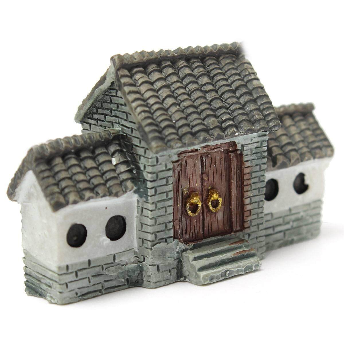 Miniature Villa House Dollhouse Potted Flower Plant Craft DIY Ornament Bonsai Decor Chinese Ancient City Gate Gray - intl