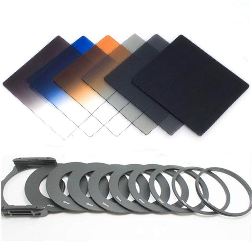 Watson 9 PCS Adaptor Cincin Lensa + 6 Pcs ND 2 4 8 Bertahap Abu-abu Orange Filter Biru untuk COKIN P-Intl