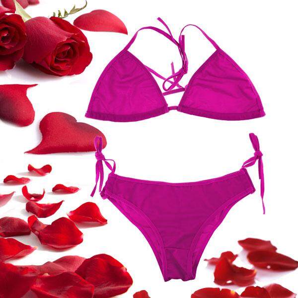 360WISH Adjustable Nylon Sexy Halter Type Bikini Swimsuit - Purple