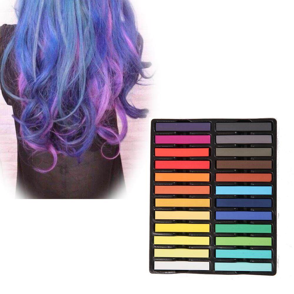 Oanda Rambut Chalk Set, 24 Warna Sementara Warna Rambut untuk Anak-anak Rambut Dyeing Pesta dan COSPLAY DIY, bekerja Pada Semua Warna Rambut (24 PCS)-Internasional