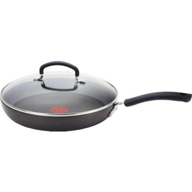 T-fal E76597 Ultimate Hard Anodized Scratch Resistant Titanium Nonstick Thermo-Spot Heat Indicator Anti-Warp Base Dishwasher Safe Oven Safe PFOA Free Glass Lid Cookware, 10-Inch, Gray - intl Singapore