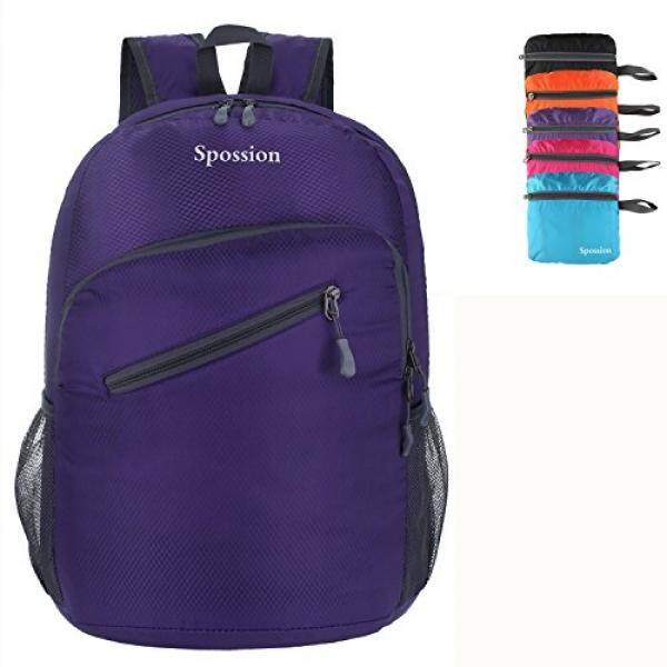 Spossion Ultra Ringan Lipat Ransel Lipat-Yang Paling Tahan Lama Ransel Tahan Air Handy Perjalanan Tas Gunung (Ungu)-Intl