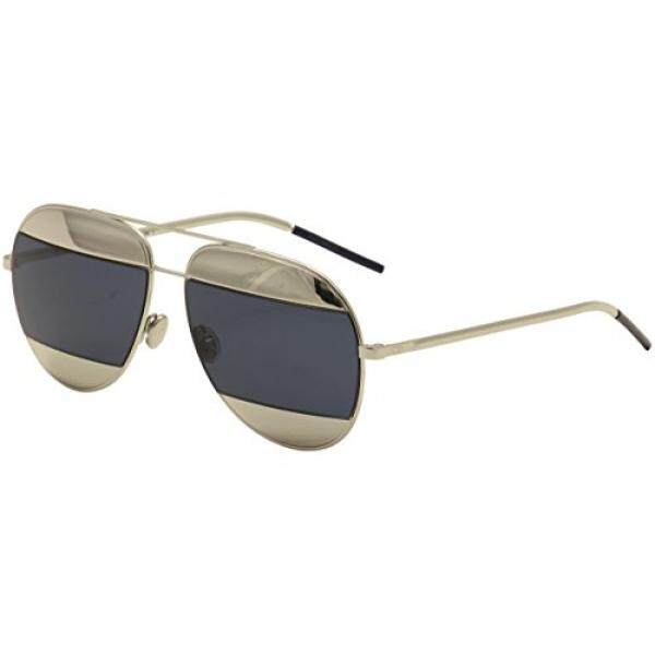 Christian Dior-Dior Split 1, Penerbang, Logam, Wanita, PALLADIUM/Palladium Grey Biru, 59/14/145-Internasional