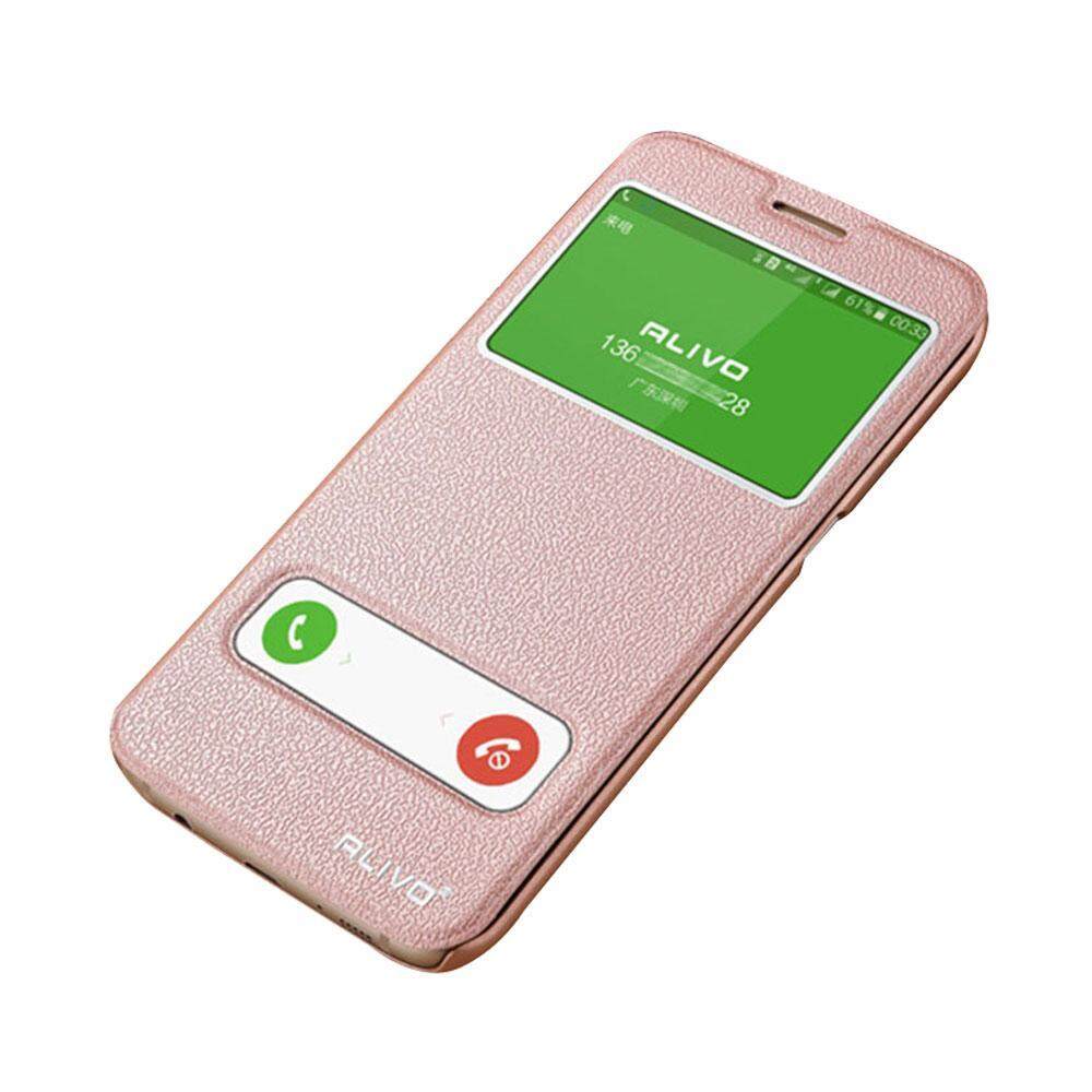 voovrof LBD® Smart Mobile Phone Case Double Window Flip Cover Holster Protection Shell For Samsung Galaxy S5 S6 S7 S7edge - intl