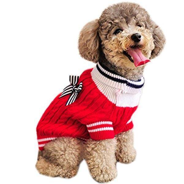Alfie Peliharaan Oleh Petoga Couture-Sunny Kabel Rajut Sweter dengan Pita-Warna: Merah, Ukuran: XS-Internasional