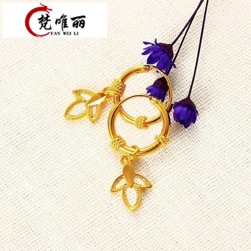 Vatikan Perak Daun Cinta Anting-Anting Model Wanita Imitasi Emas Disepuh Emas Perhiasan Pernikahan Anting Ibu Shajin Anting-Anting Sepasang harga-Internasional