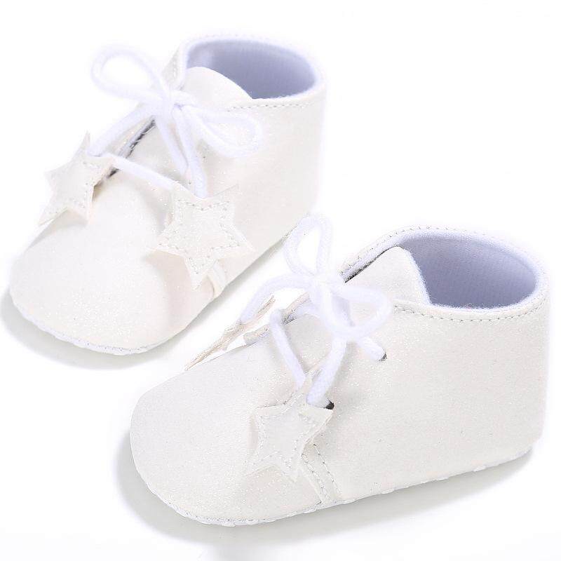 0-18 Bulan Anak-anak Anak Laki-laki Perempuan Hitam Putih Keperakan Merah Muda Cokelat Fahion PU Kulit Bintang Dekorasi Polos Warna Bayi balita Sepatu Non-slip Pertama Walkers Sandal Sepatu-Internasional