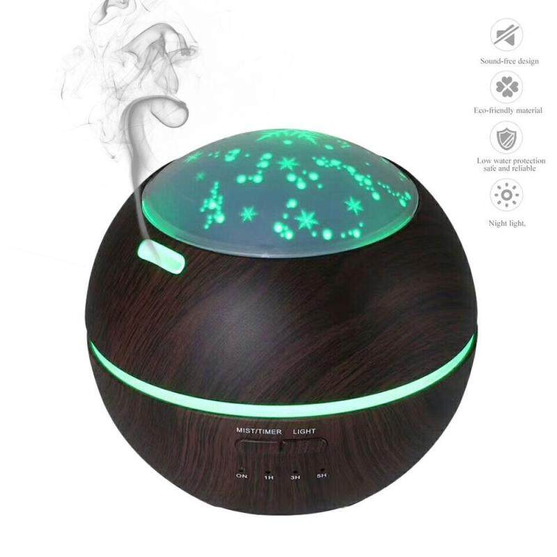 yiokmty 编辑中 300ML Wooden Ultrasonic Aroma Humidifier Air Purifier Mist Maker Snowflower Starry LED Lights Essential Oil Diffuser - intl Singapore